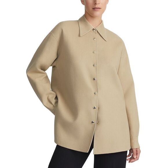 Lafayette 148 New York Tops - Lafayette 148 New York Womens  Reversible Drop Shoulder Wool & Silk-Blend Shirt